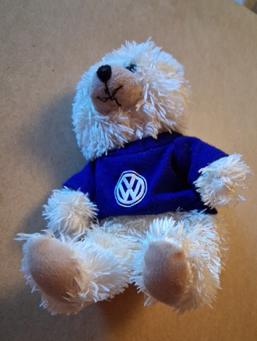 Plush Beige Bear Toy with Blue Shirt - Picture 2 of 8